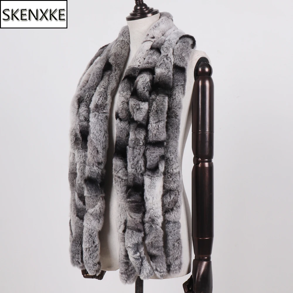 

Winter Women Real Rex Rabbit Fur Scarf 100% Natural Soft Chinchila Rex Rabbit Fur Scarves Lady Warm Soft Rex Rabbit Fur Muffler