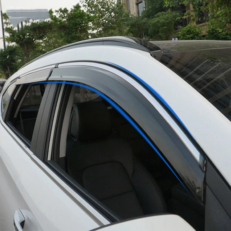 

For Hyundai Tucson 2016 2017 Car Accessories Window Visor Sun Rain Wind Deflector Awning Shield Vent Guard Shade Cover Trim 4Pcs