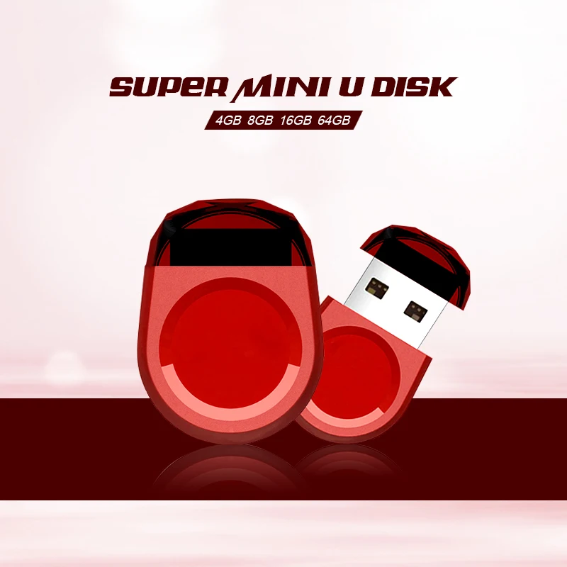 Модный USB флеш-накопитель, USB 2,0, супер мини, красная флешка, 4 ГБ, 8 ГБ, 16 ГБ, 32 ГБ, 64 ГБ, карта памяти, высокая скорость, маленькая флешка