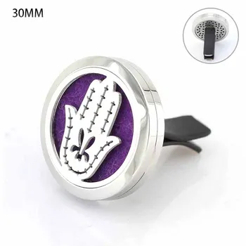 

30mm Stainless Steel FATIMA Hand with Vent Aromatherapy/Essential Oil Diffuser Perfume Locket Clip for Car