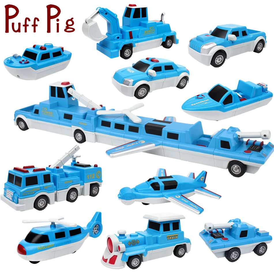 

PuffPig 26PCS DIY Magnetic legorreta City Police Mobile Car Truck Assemblage Mini Blocks Toy For Kids Blocks Toy Bricks Juguetes