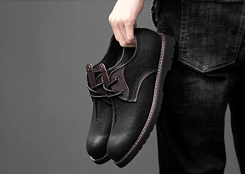 Мужские ботинки размера плюс, дышащие уличные осенние ботильоны из натуральной кожи, нескользящая Осенняя обувь для мужчин