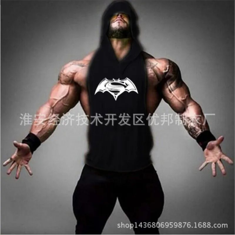 

Marvel Men Tank Tops Brand Bodybuilding Gymwear Superman Batman Fitness Vest Casual Hooded Men Vest Undershirt regatas masculin