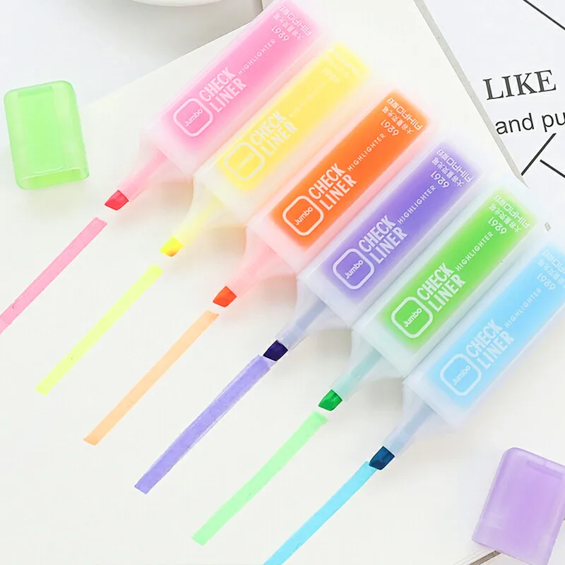 Buy 6pcs/pack Fluorescent Highlighter Marker Multi
