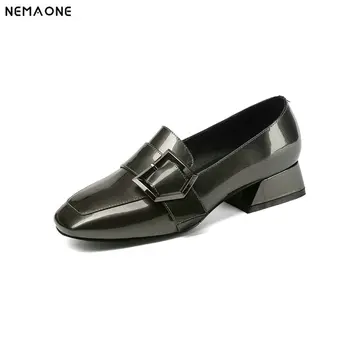 

2019 New 33-41 Size Women Genuine Leather High Heel Shoes Poinsquare ted Toe Pumps buckle Design Wedding Shoes