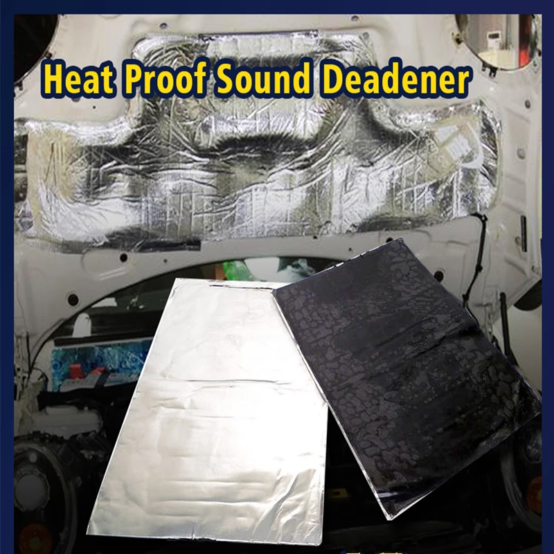

50cm*30cm Car Hood Engine Firewall Heat Mat Deadener Sound Insulation Deadening 19.7''x11.8'' Material Aluminum Foil Sticker