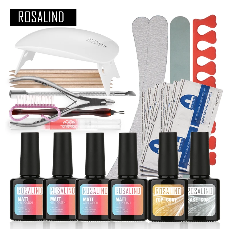 

ROSALIND Matt UV Gel Kit Soak-off Gel Polish Gel Nail Kit Nail Art Tools Sets Kits Manicure Set