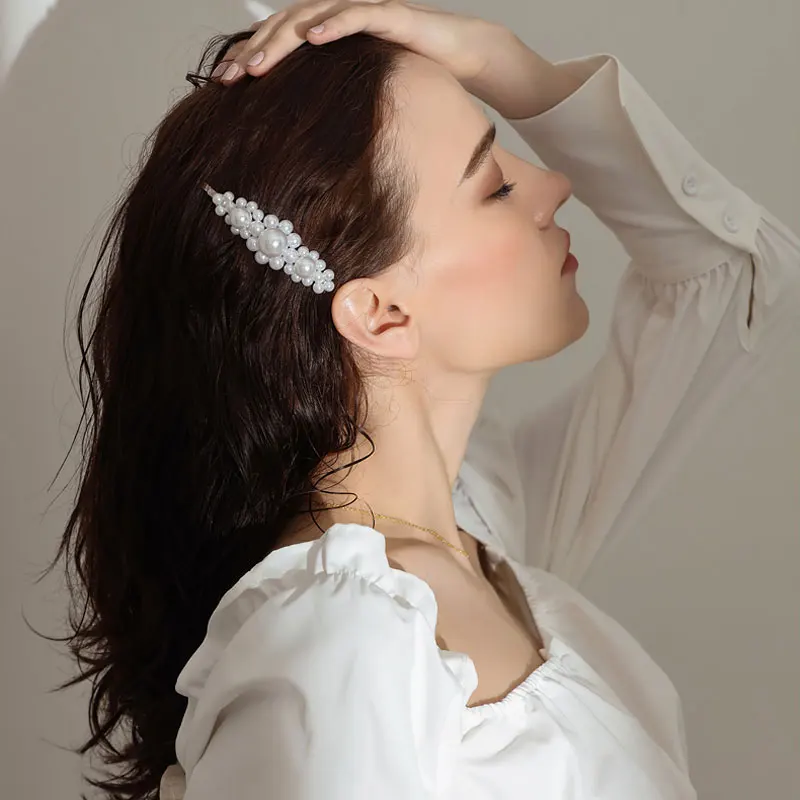 

Korean Minimalist Hairpins with Pearls Gold Hair Clips Head Jewelry Wedding Hair Accessories Trombone for Women Elegant Gifts