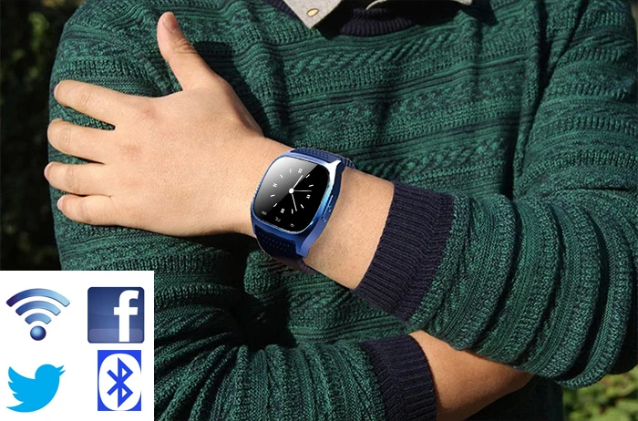 Waterproof font b Smartwatch b font M26 Bluetooth Smart Watch With LED Alitmeter Music Player Pedometer