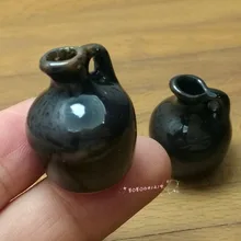Кукольный домик Миниатюрная игрушка 2 шт. Porcelaine черный кувшин Высота 2,5 см SPO676