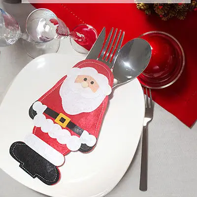 Новогодние украшения с дедом морозом держатель для столовых приборов сумка крышка кухонная посуда столовый нож сумки стол Рождественский Декор