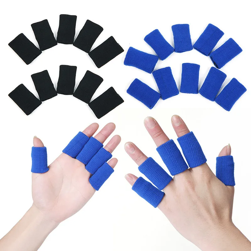 

10 Pcs 2 Colors Finger Protector Support Basketball Volleyball Sports Protector Wraps Finger Sleeves Reduce Hurts Sports Finger