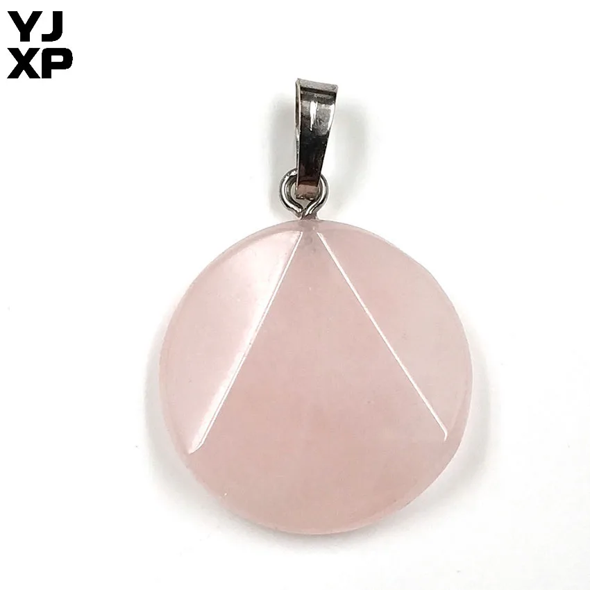 

YJXP Vintage Style Silver Plated Star of David Triangle Shape Natural Rose Pink Quartz Pendant