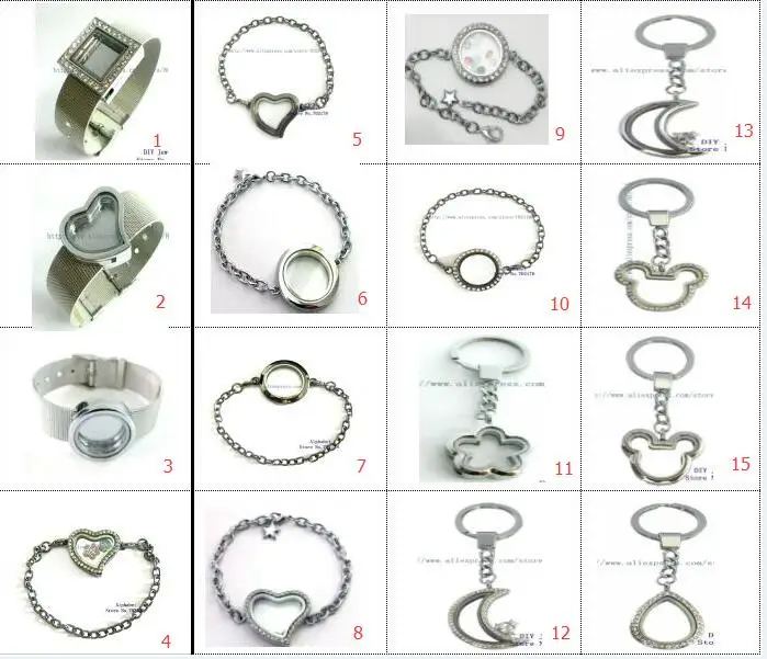 New Arrival Mix Style floating living memory Locket bracelet and locket keychain fit for DIY Charm Necklace | Украшения и