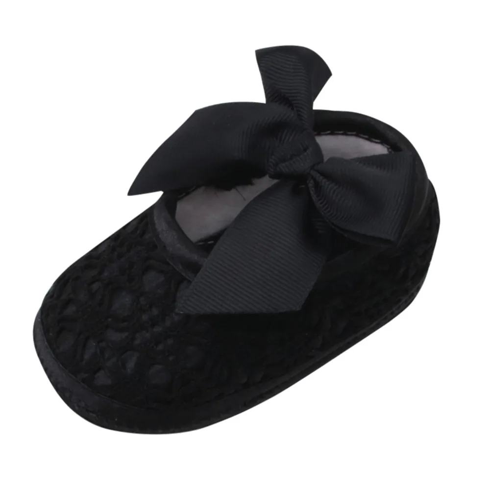 

Newborn Baby Girls Soft Shoes Soft Soled Non-slip Bowknot Footwear Crib Shoes F5