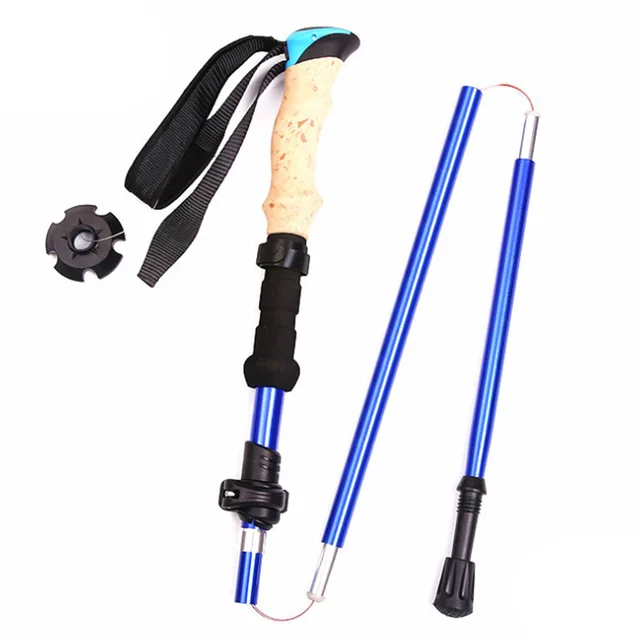 Foldable Trekking Poles Walking Stick Aluminium Alloy 3 Sections Hiking
