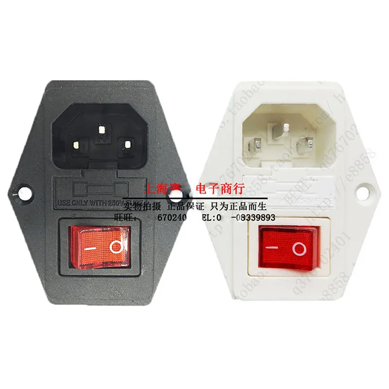 

2pcs/lot AC power socket word with light with fuse three in one with switch socket
