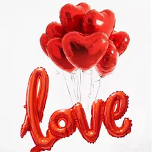 Balões de alumínio de 9 pçs/set, balões de alumínio de coração para decoração de festa de feliz aniversário e casamento, decoração de festa de dia dos namorados