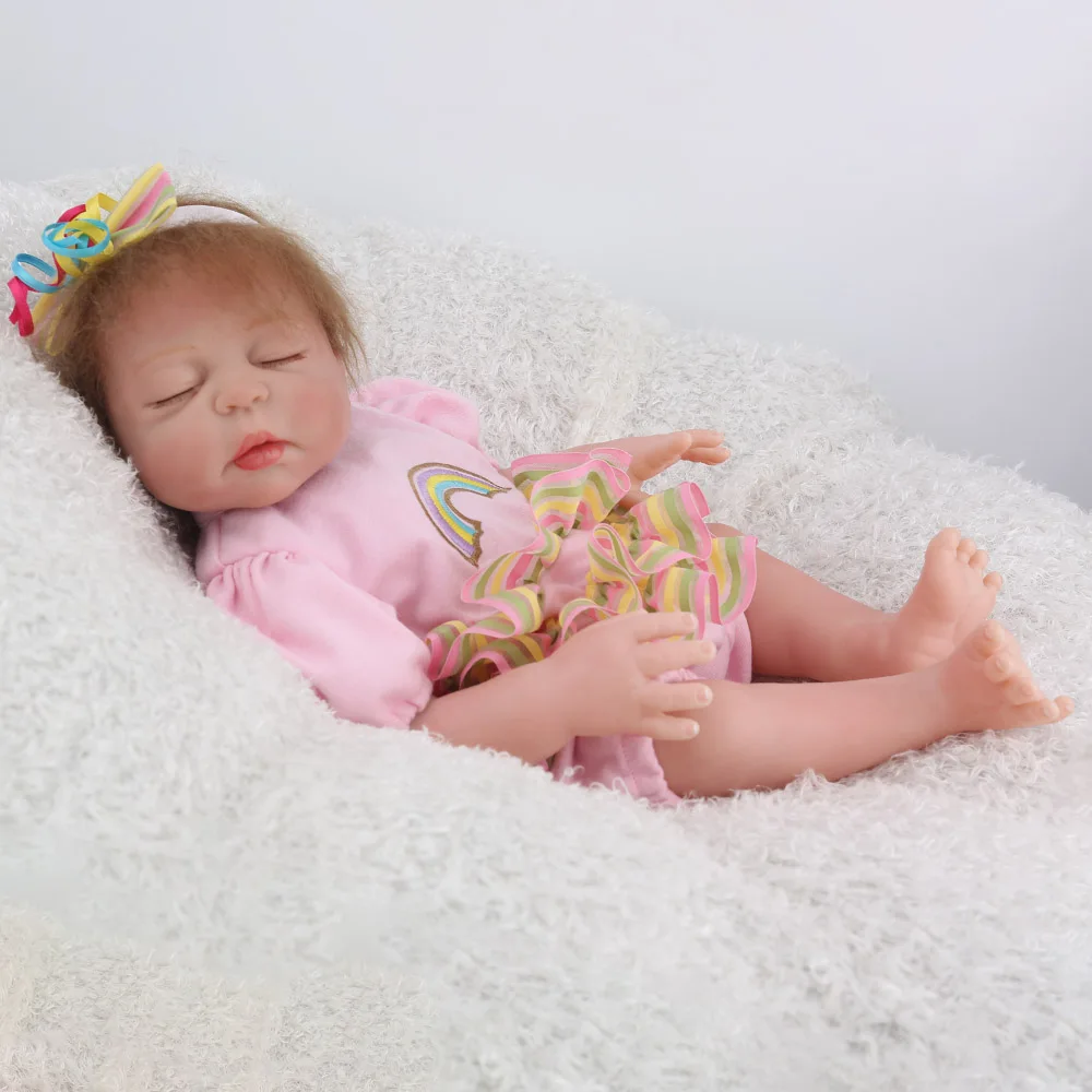 Кукла bebe Reborn Boneca силиконовая виниловая кукла 43 см Baby Doll с красивой радужной юбкой