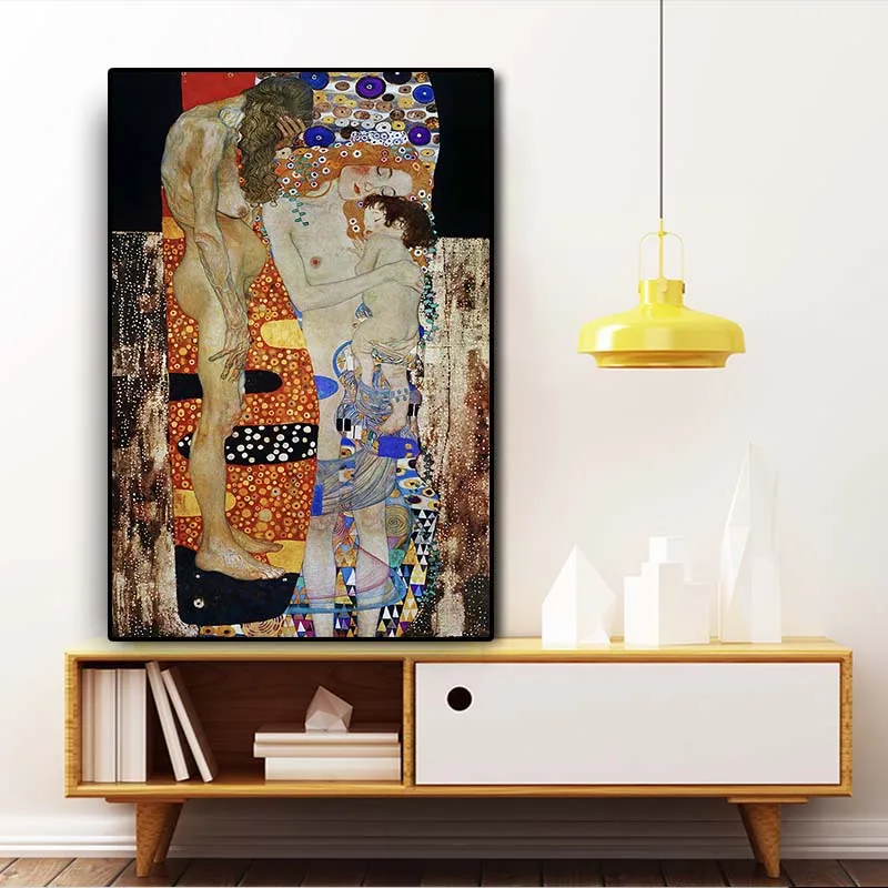 

Gustav Klimt by The Three Ages of Woman Oil Painting on Canvas Posters and Prints Scandinavian Wall Art Picture for Living Room