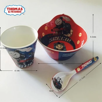 

Thomas train children's tableware 3 pieces combination baby bowl spoon children's modeling bowl food container