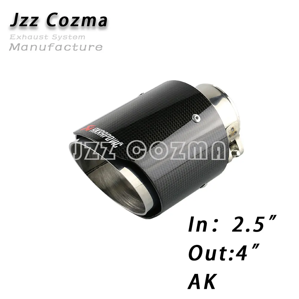 Jzz Cozma 2,2" впускная выхлопная труба для 3,5"/" /4,5" выход из углеродного волокна akrapovic выхлопная труба с выхлопными наконечниками зажим - Цвет: Glass S IN2.5 OUT4