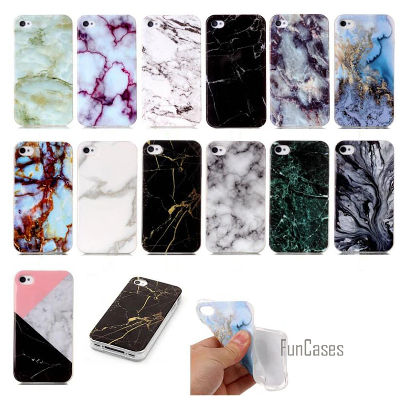 For iphone 4 case silicone For iPhone 4s Soft cover Case Marble Stone