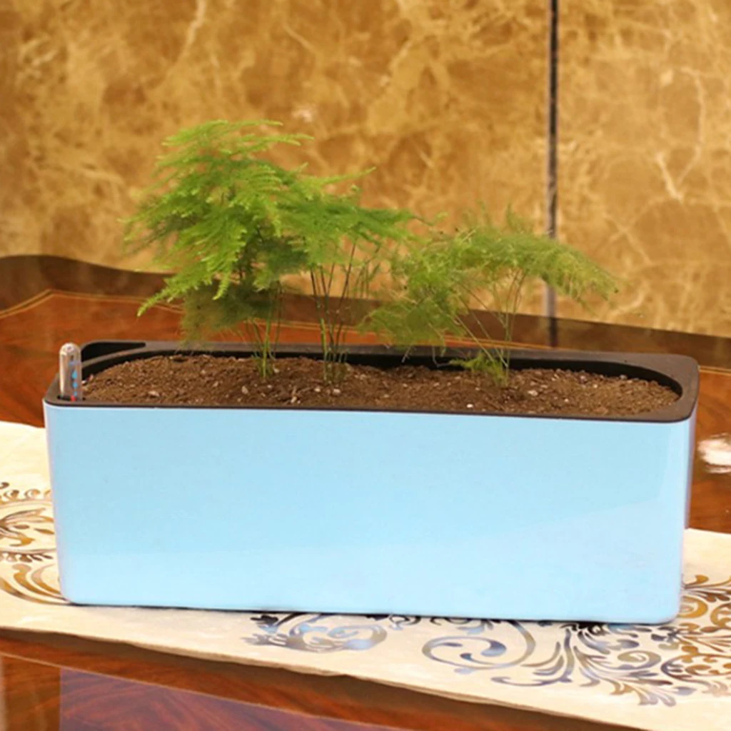 39cm Detachable Self Watering Houseplant & Herb Indoor Rectangular Planter Pot Vase - 2 Colors