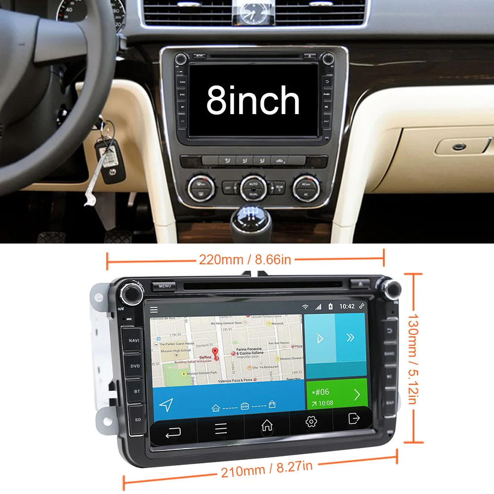 Cheap Eunavi 2 Din 4G 64G Android 9.0 car Multimedia Radio player for Volkswagen VW GOLF 5 6 Polo Bora JETTA B6 PASSAT Tiguan DVD GPS 2