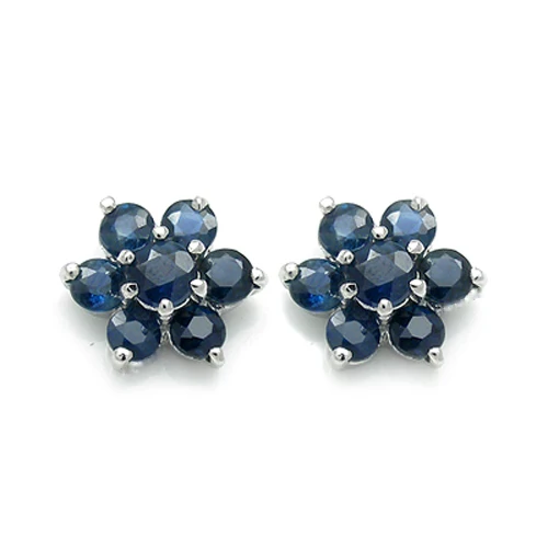 Sale Qi Xuan_Fashion Jewelry_Dark Blue Stone Elegant Flower Stud