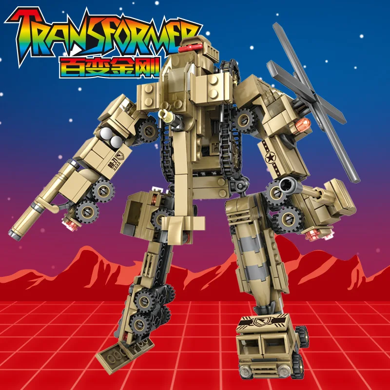 

8071 Big Gray 6 Combine 1 Deformation Robot Assembling Building Block Children Alpinia Oxyphylla Assembling Plastic Toys