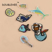 DOUBLEHEE The Bottom Of The Sea Animals Patch Embroidered Iron On Patches Motif Embroidery diy Cloth Bags Shoes Accessories DOUBLEHEE The Bottom Of The Sea Animals Patch Embroidered Iron On Patches Motif Embroidery diy Cloth Bags Shoes Accessories