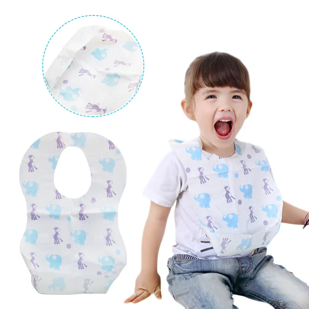 20PCS Baby Bib Waterproof Non Woven Fabric Disposable Bibs Eating