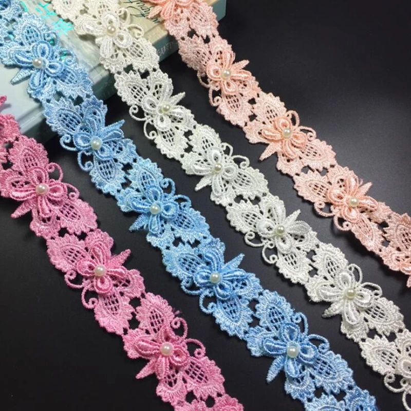 

1 Pc New Butterfly Flower Lace Ribbon Fabric for Wedding Ceremoney Gift Decoration DIY Crafts Home Decor Sewing Fabric Nice Gift