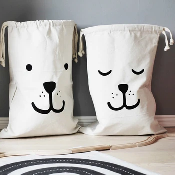 

INS 100% Cotton Canvas Tuba Pulling Rope Child House Toys Organizador Kid Home Sundries Cloth Storage Bag Organizer Travel Pouch