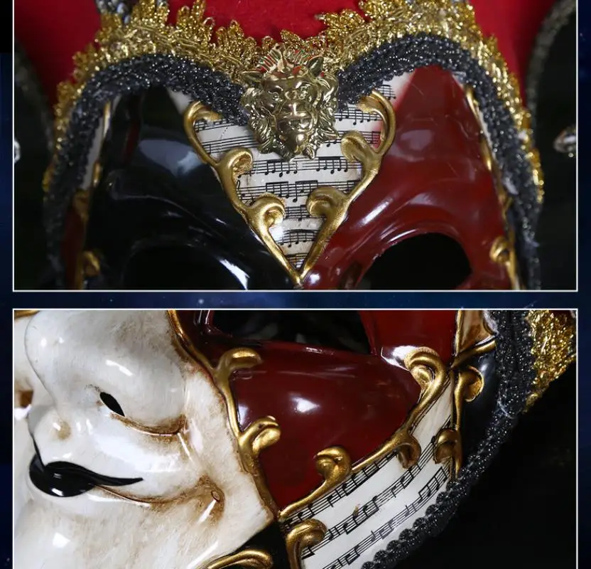 New Art Simple Small Bell Decoration Cosplay Festive Party Xmas Fancy Dress Party Venice Full Face Halloween Mask