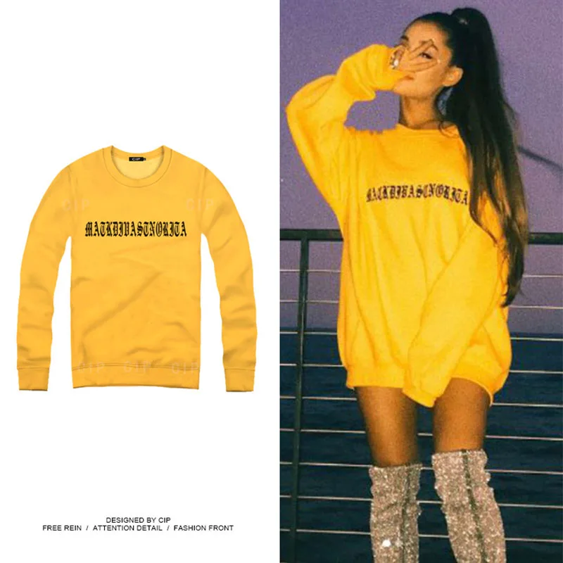 Hip Hop yellow Sweatshirt Women Harajuku Print Long Sleeve O-Neck Warm Hooded Female Bts Kpop Hoodies Hoodies