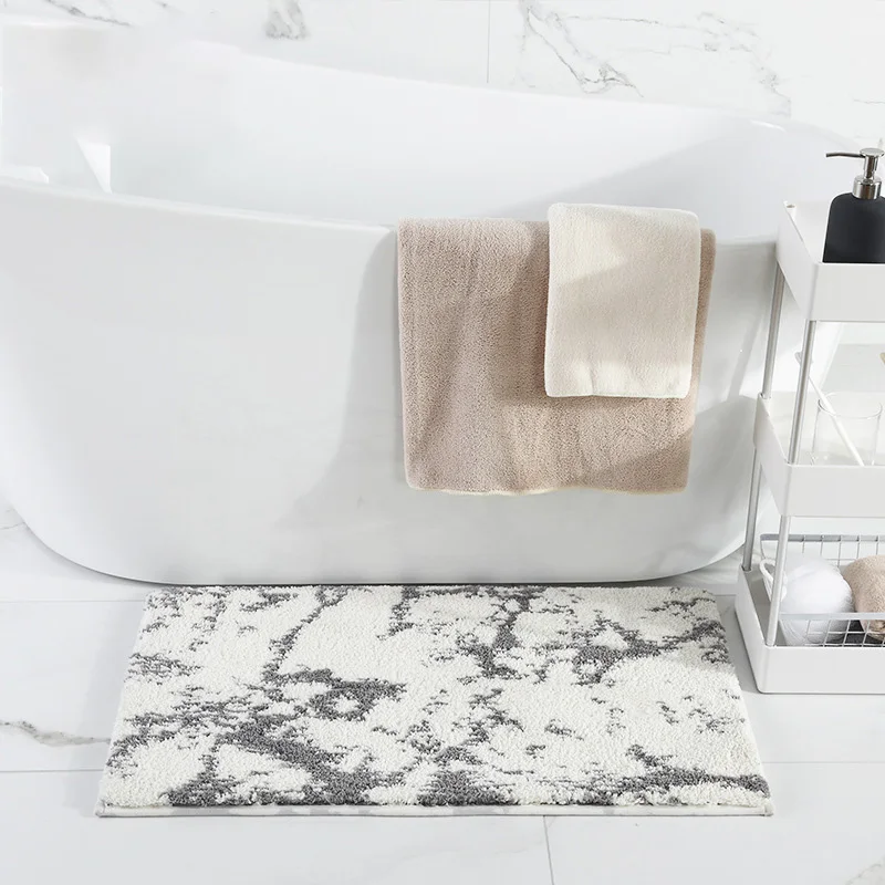 

Thicken plush short fur bohemian mattress hallway mat good water absorption no slip modern simple area carpet wash basin