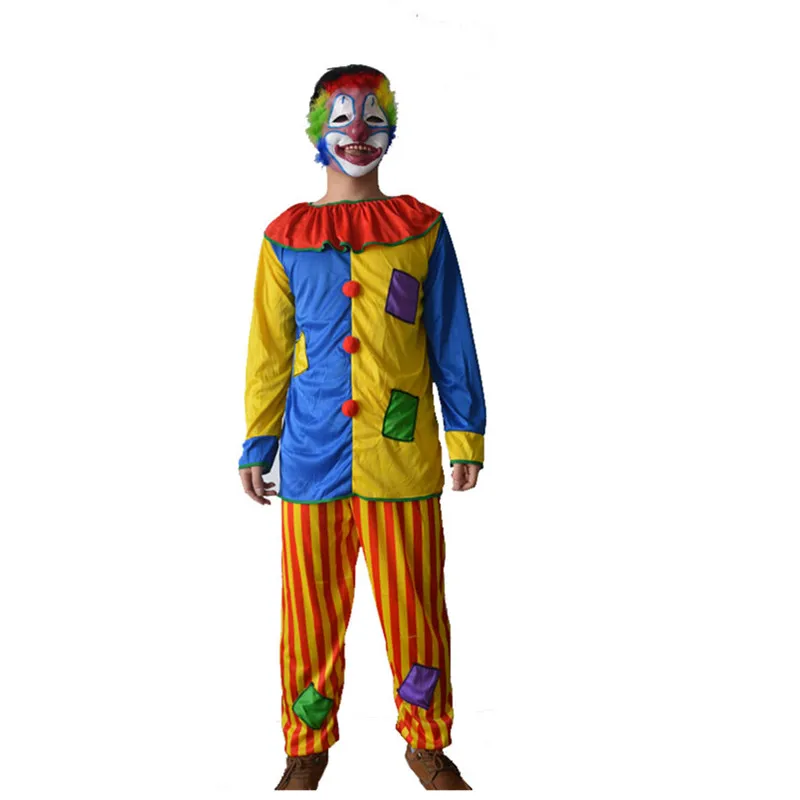 Мужской взрослый костюм клоуна Amuse men t Park Цирк Клоун представление косплей костюмы Карнавал вечерние Purim Хэллоуин