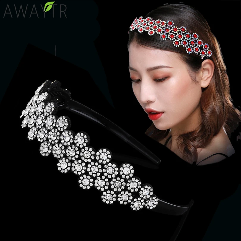 

Flower Colorful Rhinestone Girls Hair Hoop Headband 2019 Fashion Fixed Hairbands for Hair Women Bezel Headwear Hair Accessories