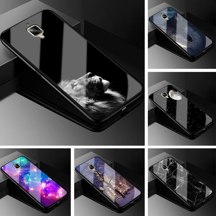 

For Oneplus 3T 3 Case One plus 3T PC Plastic Glass Phone Case Black TPU Bumper Cover for Oneplus 3 3T One plus 3t 3 1+3 Cover