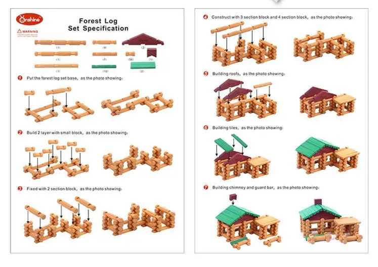 Onshine Бренд 90 шт. детская деревянная кабина сборные блоки/Дети лес бревна с английской инструкцией собрать вилла для кукол дом