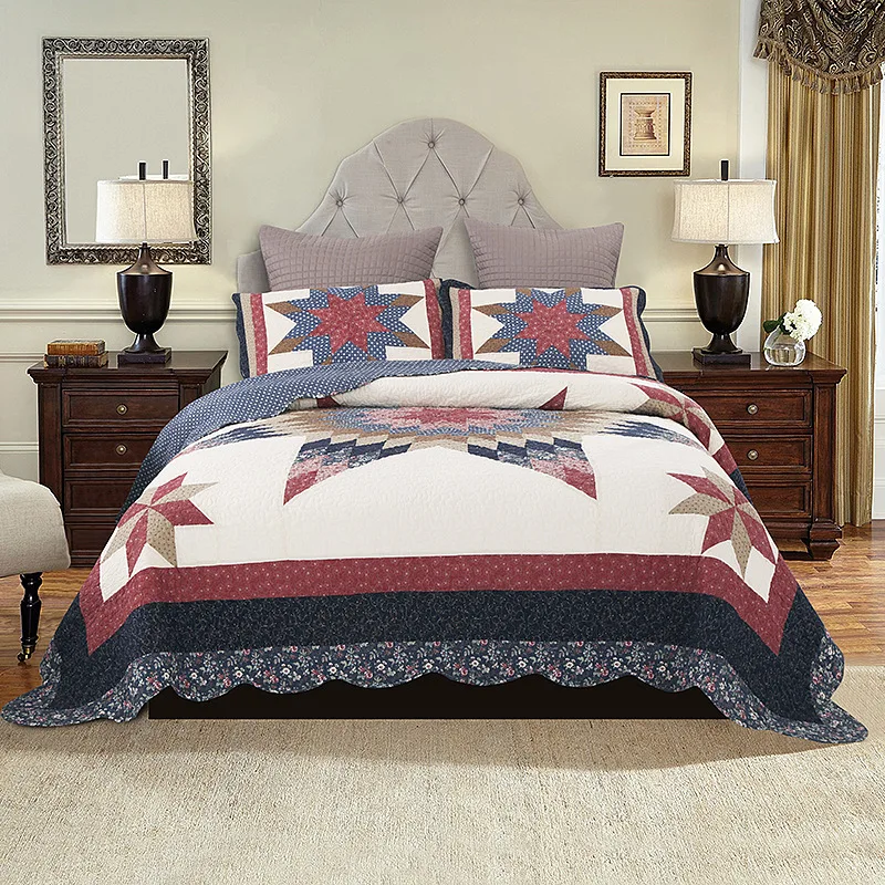 Chausub Cotton Patchwork Bedspread Quilt Set 3pcs Quality Quilts