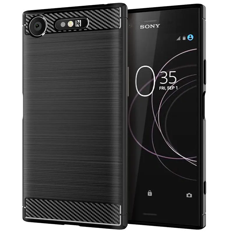 Компактный чехол для sony Xperia XZ1, простой матовый Силиконовый чехол-накладка из углеродного волокна для sony Xperia 1, 5, 10 Plus - Цвет: Черный