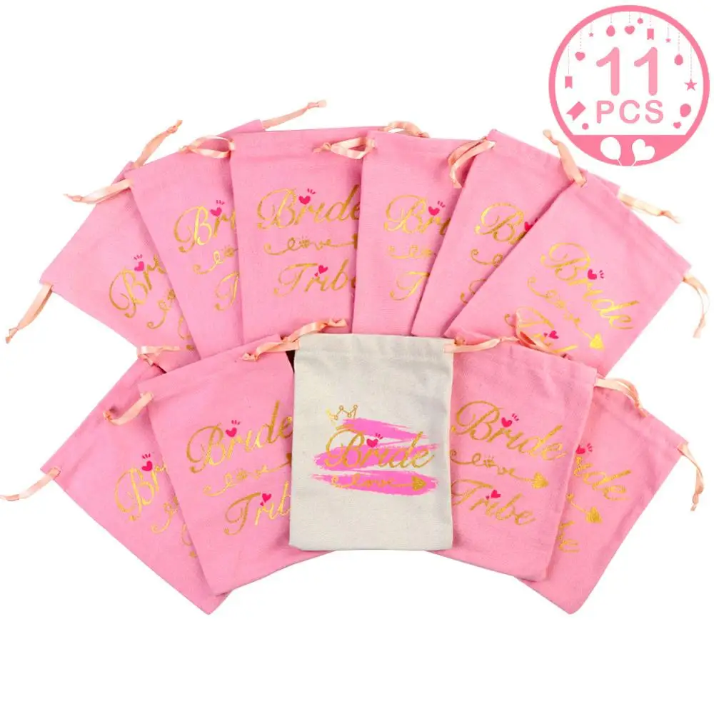 OurWarm подарок подружки невесты Свадебная вечеринка свадебные сувениры сумки может охладитель надпись «Bride Tribe» пользу принадлежности для вечеринки-девичника Свадебный декор для душа - Цвет: Pink Bags