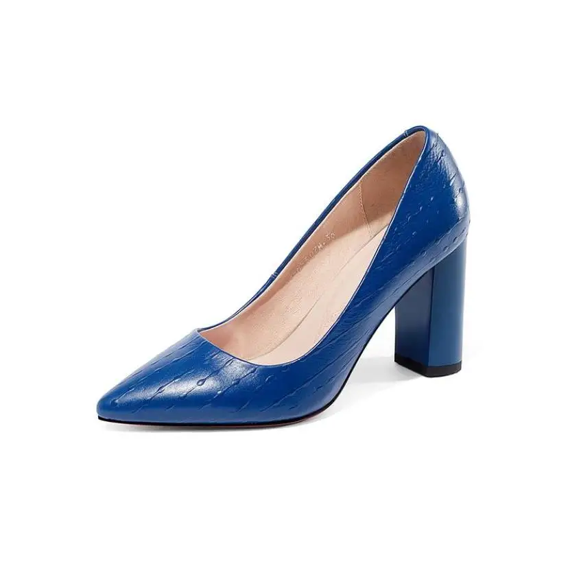 

Spring and Summer New Leather 5CM8CM Middle Heel Sharp Shallow High Heel Shoe