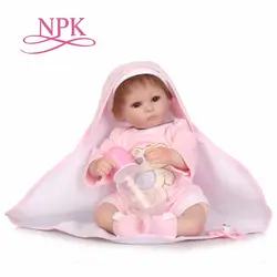 NPK 17 дюймов реалистичные rebornbaby кукла винилсиликоновых Реалистичная reborn bebe игры игрушки для детей Рождественский подарок