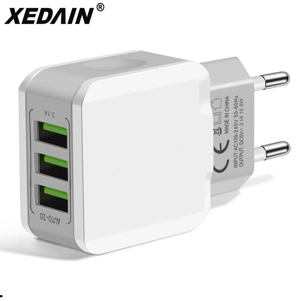 Fast Mobile Phone EU Plug 2/3 Port USB Charger Adapter Charging Travel