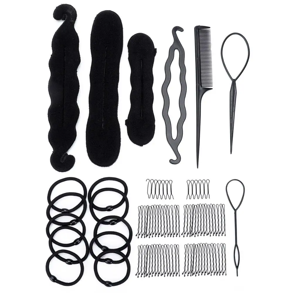 

Professional Hair Bun Maker Braider Roller Braid Twist Sponge Donut Braiding Hair Accessories Hairpins Hair Clips Set For women