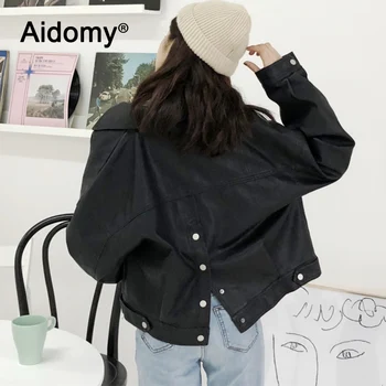 

Casual Pu Leather Jackets Women Clothes Autumn Winter Tops Long Sleeve Outwear Front Buttons Women Coats